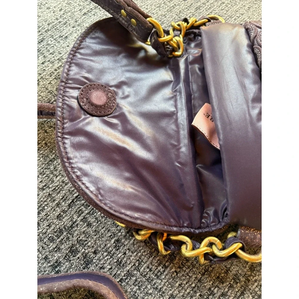 Juicy Couture Quilted Circle Pattern Crossbody Bag Boho In Brown Chain Strap